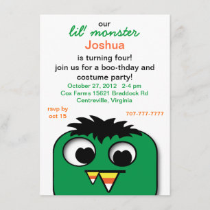 Monster Kids Halloween Birthday Party Invitations