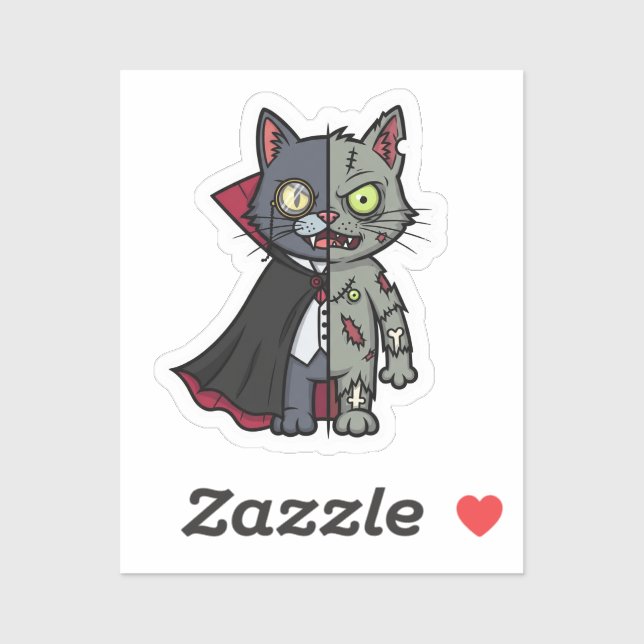 Monster Kitty Mashup – Half Vampire, Half Zombie Sticker (Sheet)