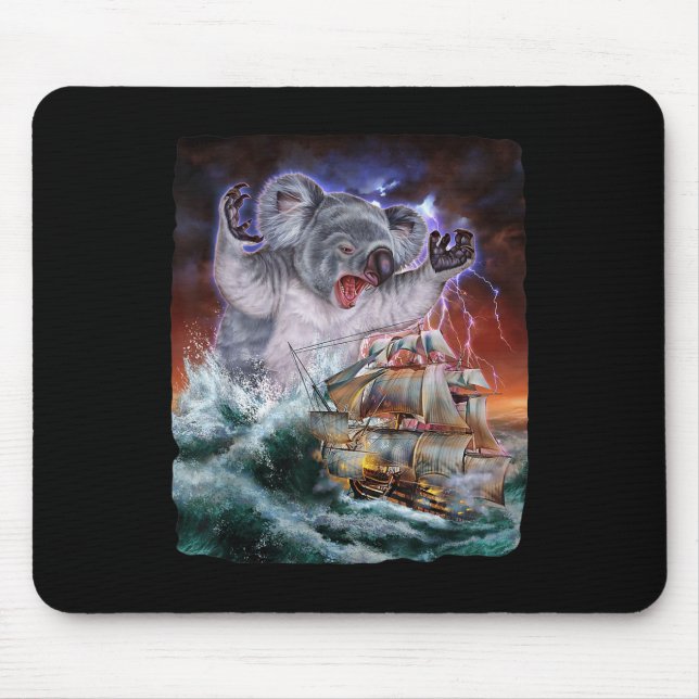 Monster Koala As Kraken Attack A War Ship At High  Mouse Pad (Front)