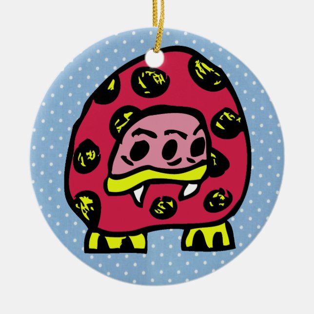 Monster Ladybug Ceramic Ornament (Front)