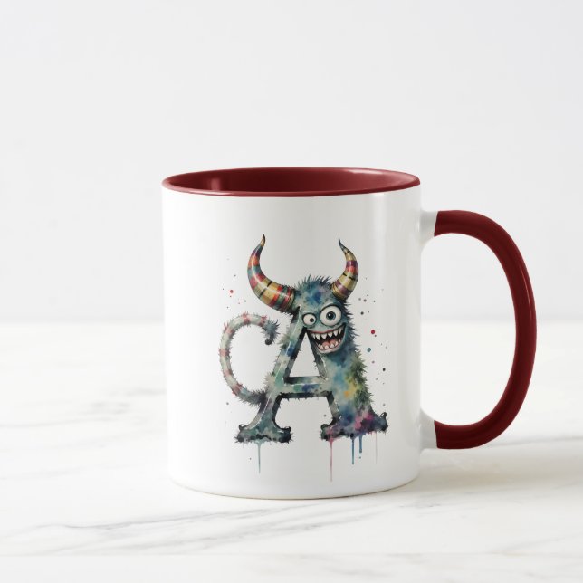Monster Letter A Mug – Funny Alphabet Coffee Cup (Right)