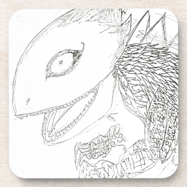 monster lizard cartoon beverage coaster (Front)