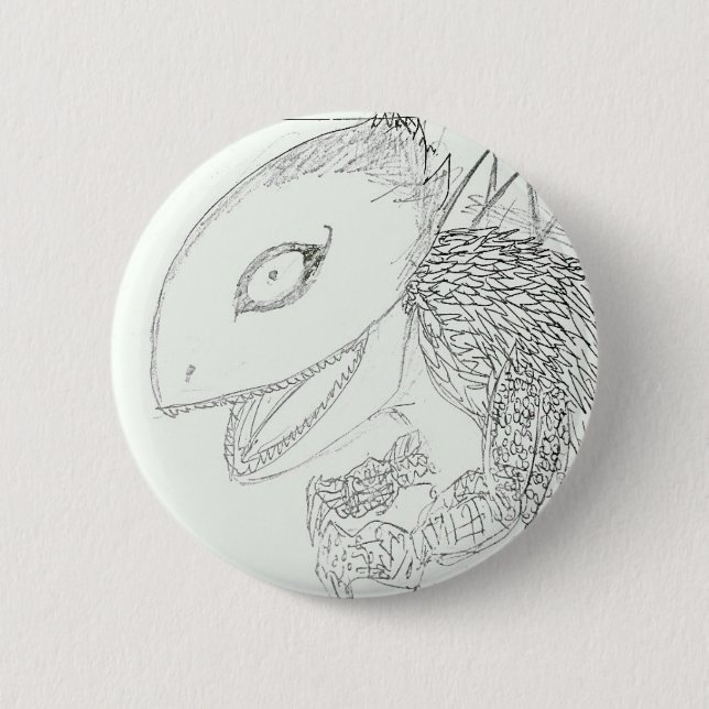 monster lizard cartoon pinback button (Front)