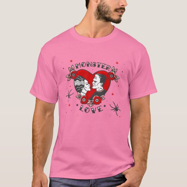 monster love rockabilly frankenstein valentine T-Shirt (Front)