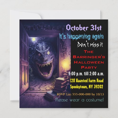 Monster Madness Fun Halloween Party Invitation