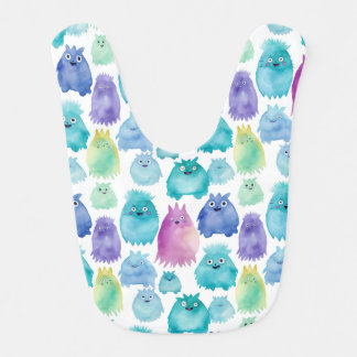 Monster Mania in Watercolors - Cute Monster Baby Bib