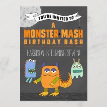 Monster Mash Birthday Bash Invitations by FoxAndNod at Zazzle