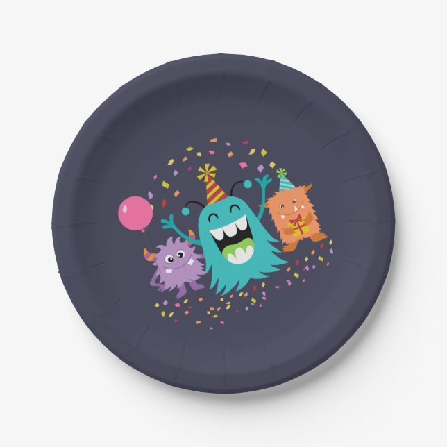 MONSTER MASH BIRTHDAY monster party plates (Front)