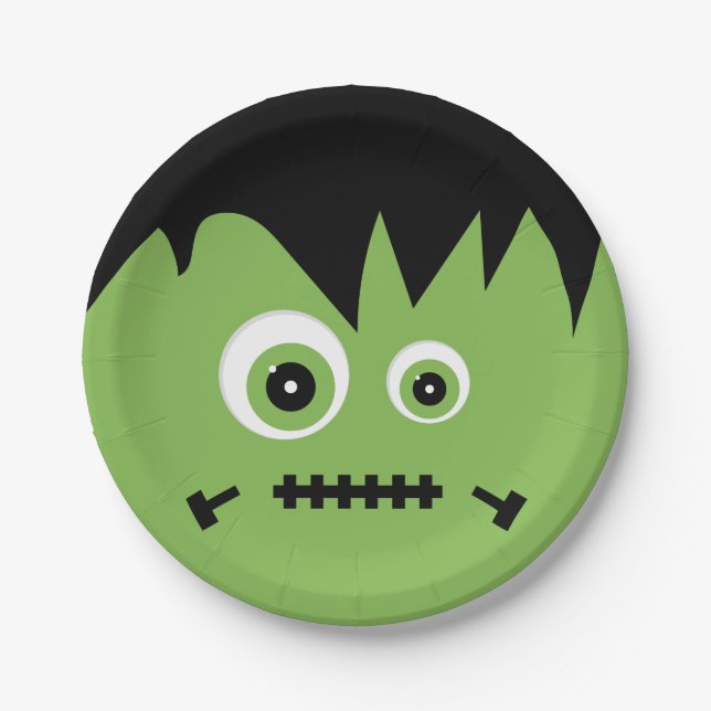 Monster Mash | Frankenstein Halloween Paper Plates (Front)