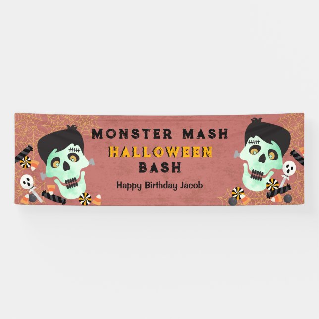 Monster Mash Halloween Birthday Party Banner (Horizontal)