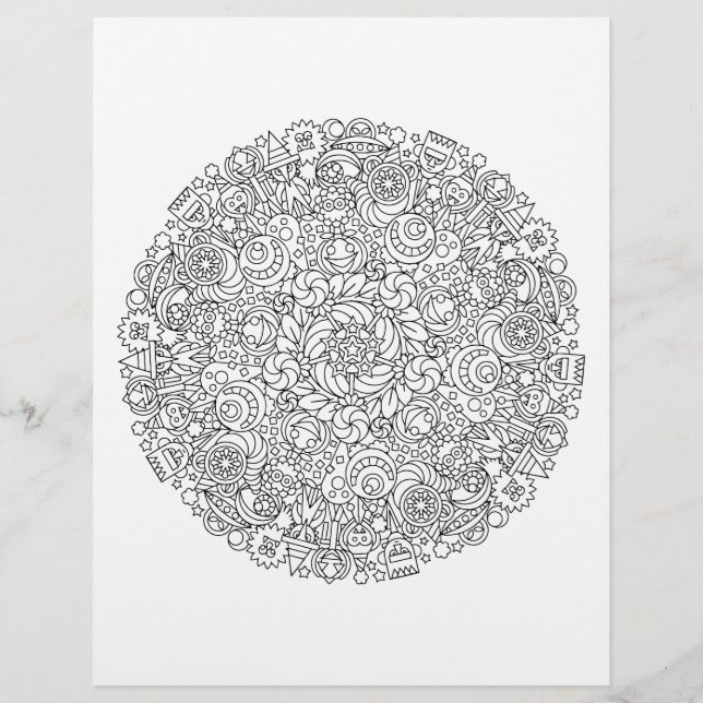 Monster Mash Halloween Mandala Coloring Page (Front)