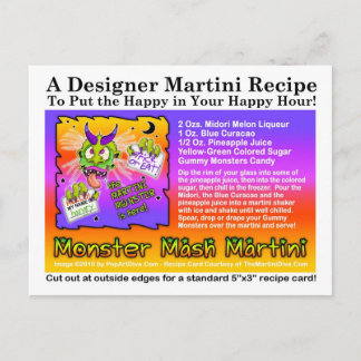 Monster Mash Halloween Martini Recipe Postcard