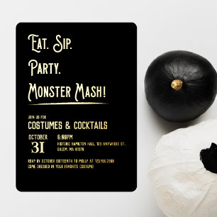 Monster Mash Halloween Party Foil Invitation