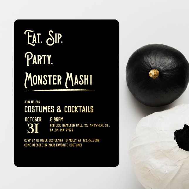 Monster Mash Halloween Party Foil Invitation (Creator Uploaded)