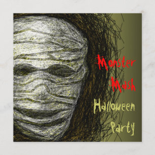 Monster Mash Halloween Party Invitation Mummy Head