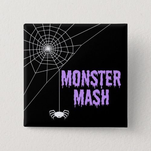 Monster Mash Halloween Spider Web Button