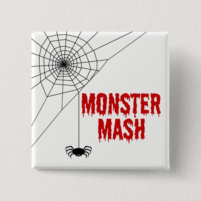 Monster Mash Halloween Spider Web Pinback Button (Front)