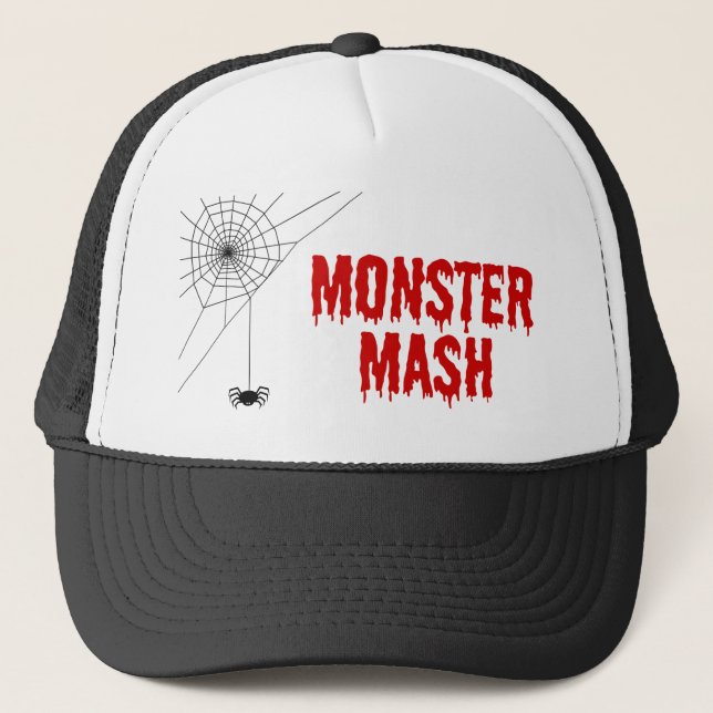 Monster Mash Halloween Spiderweb Trucker Hat (Front)