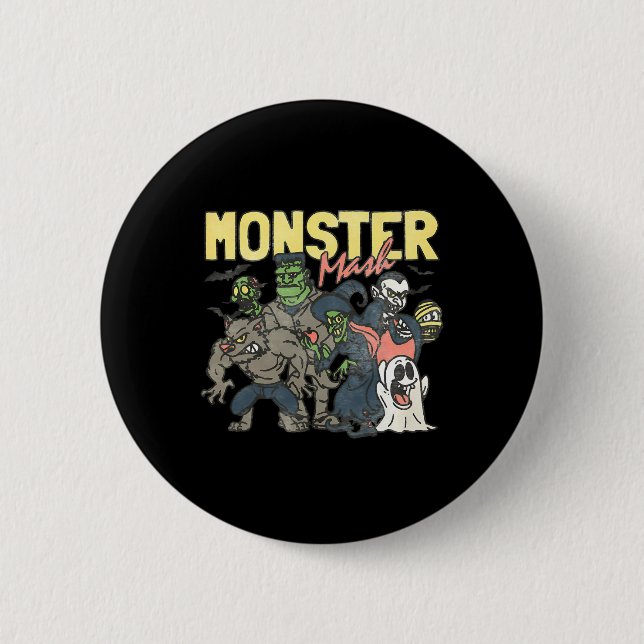 Monster Mash Happy Halloween Spooky Season Trick O Button (Front)