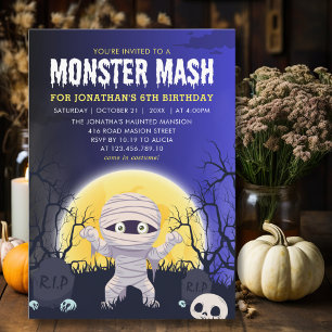 Monster Mash Kids Birthday Party Halloween Invitation