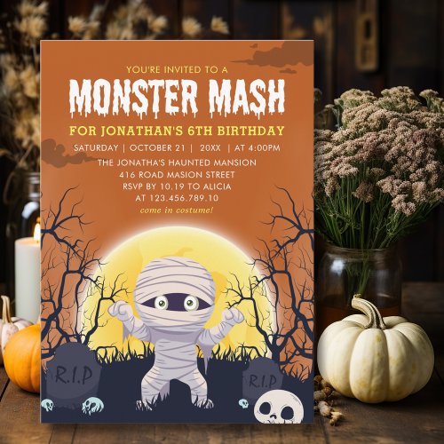 Monster Mash Kids Birthday Party Halloween Invitation