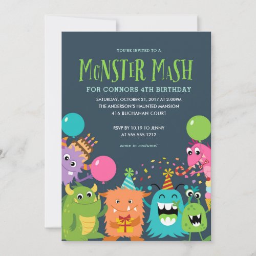 MONSTER MASH KIDS BIRTHDAY PARTY INVITATION invite