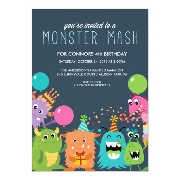 MONSTER MASH KIDS BIRTHDAY PARTY INVITATION Invite