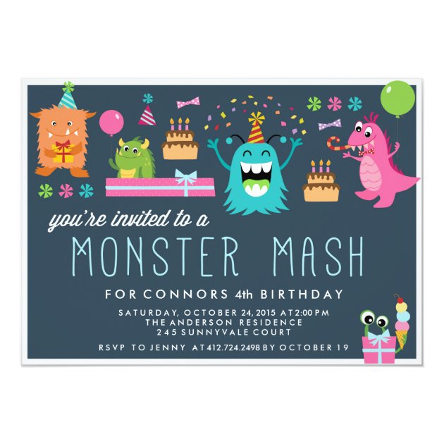 MONSTER MASH KIDS BIRTHDAY PARTY INVITATION Invite