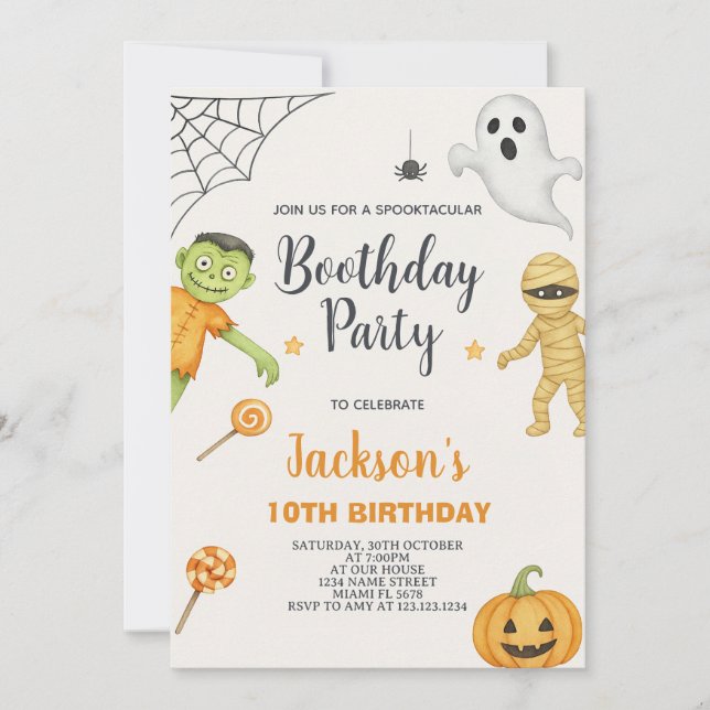 Monster Mash Kids Halloween Birthday Invitation (Front)