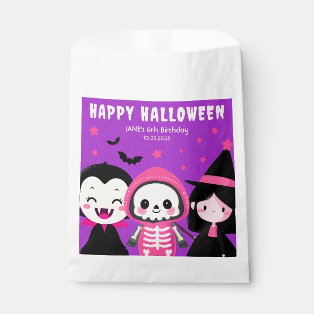 Monster Mash Purple Kids Halloween Birthday Party  Favor Bag (Front)