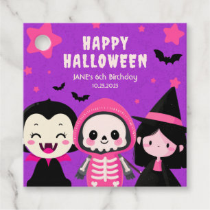 Monster Mash Purple Kids Halloween Birthday Party  Favor Tags