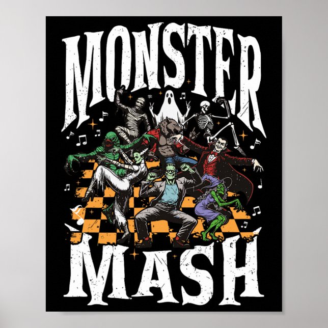 Monster Mash Retro Halloween Funny Monster Spooky  Poster (Front)