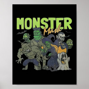 Monster Mash Vintage Ghost Halloween Funny Poster