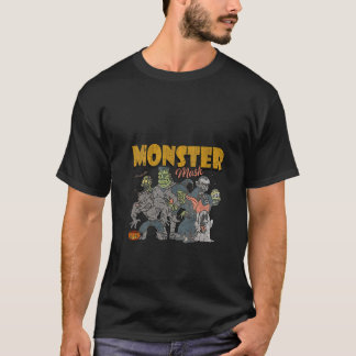 Monster Mash Vintage Ghost Halloween Funny V Neck T-Shirt