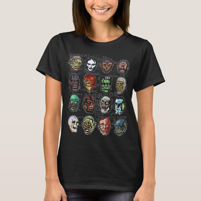 Monster Masks Color Women’s T-Shirt (Black) (Front)