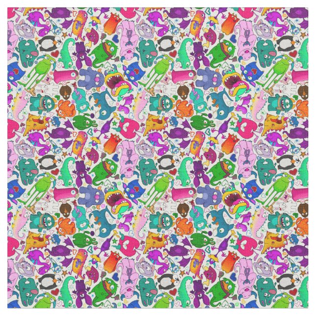 Monster Menagerie pattern Fabric (Close Up)