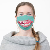 Monster Mouth with Tongue and Sharp Teeth Adult Cloth Face Mask (Worn)