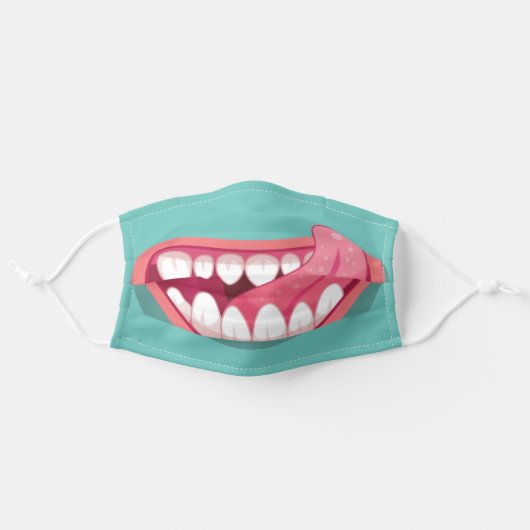 Monster Mouth with Tongue and Sharp Teeth Adult Cloth Face Mask (Front, Unfolded)