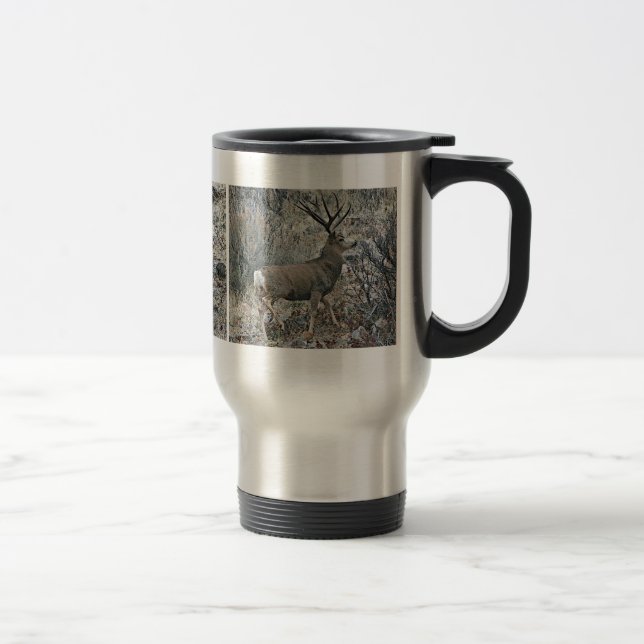 Monster mule deer buck travel mug (Right)