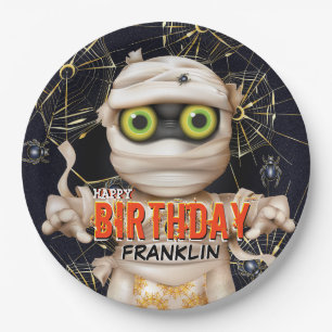 Monster Mummy Kids Birthday Paper Plates