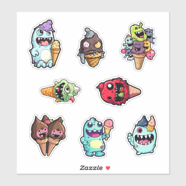 Monster Munchies Ice Cream Stickers pt 3 (Sheet)
