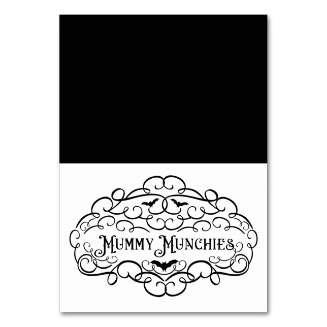 Monster Munchies Vintage Halloween Food Tent Table Number (Front)