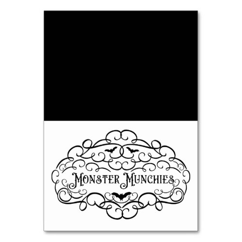 Monster Munchies Vintage Halloween Food Tent Table Number