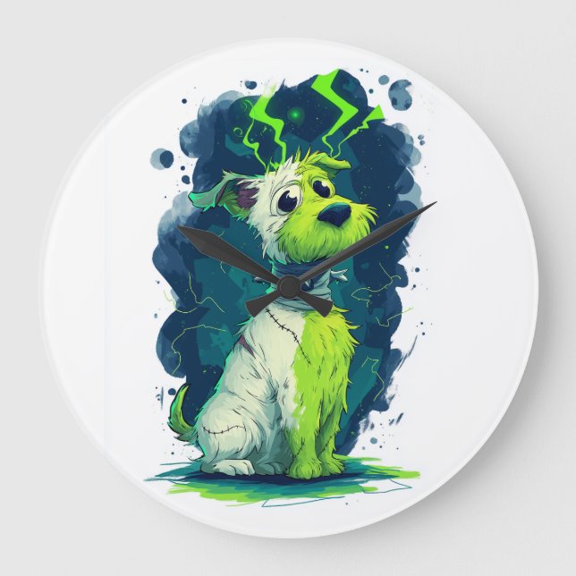 Monster Mutt � Cute Halloween Dog Large Clock (Front)