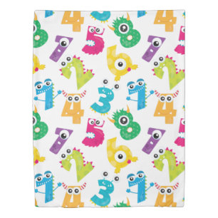 Monster Numbers Pattern Yellow White Polka Dot Duvet Cover