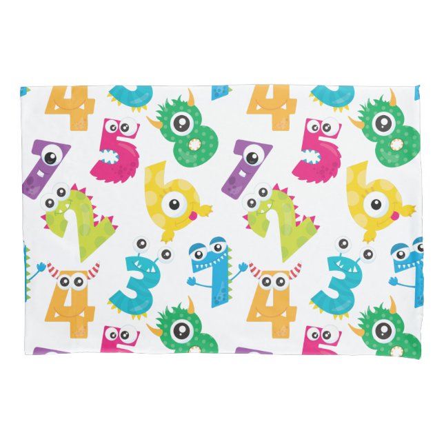 Monster Numbers Pattern Yellow White Polka Dot Pillow Case (Front)