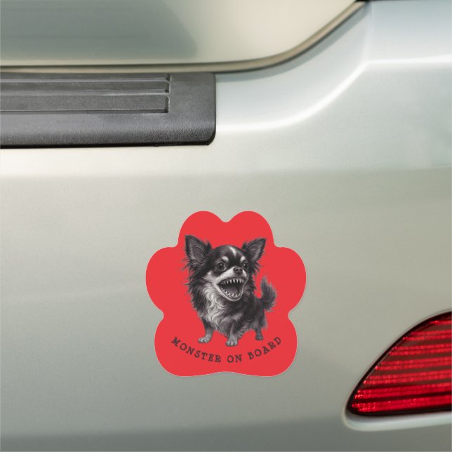Monster On Board Funny Chihuahua Car Magnet (In Situ)