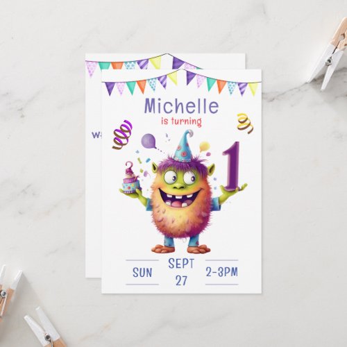 Monster One Year Birthday Invitation