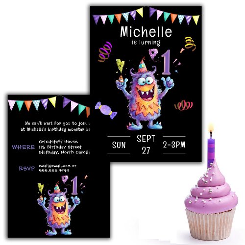 Monster One Year Birthday Invitation