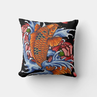 Monster Orange Dragon Fish on T-Shirt Throw Pillow